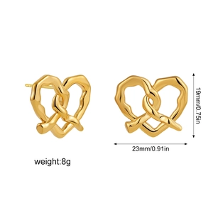 Detailed dimensions of 18K gold plated pretzel earrings with precise weight and size specs
