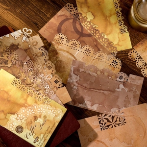 Retro coffee lace symphony paper set with 20 pieces of hollowed-out vintage designs