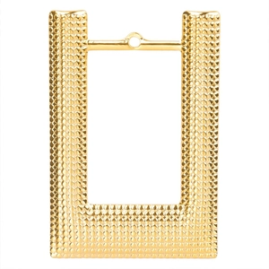 Polished 18k gold plated stainless steel rectangular pendant with dot texture detail