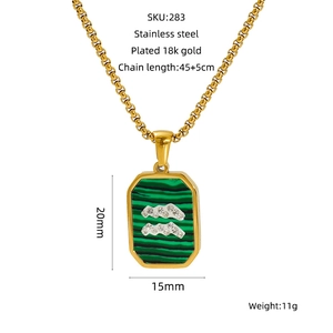 Spécifications du collier Verseau avec incrustation de malachite et placage en or 18 carats