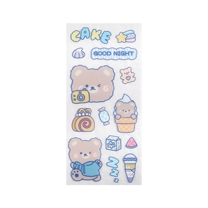 Cute brown bear waterproof transparent PET stickers for girls water bottle decoration