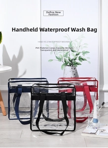 Detailed set of three large waterproof PVC jelly bags in black, blue, and red colors