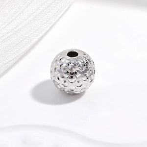 Polished S925 sterling silver hammered bead for DIY jewelry making with laser texture
