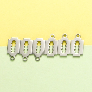 Set of six punk style stainless steel razor blade shaped pendants for DIY jewelry making