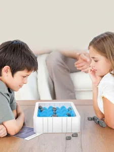 Magnetic chess game set for children with wave-shaped board and pebble magnets