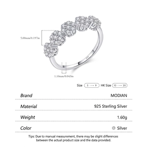 Sparkling S925 sterling silver flower ring featuring five cluster cubic zirconia stones