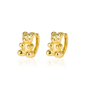 Elegant gold bear hoop earrings made of S925 sterling silver with a 3D teddy design