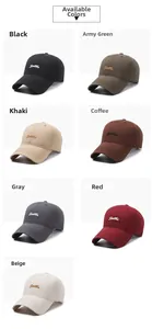 Detail view of seven color options for the Seattle embroidered cotton baseball cap