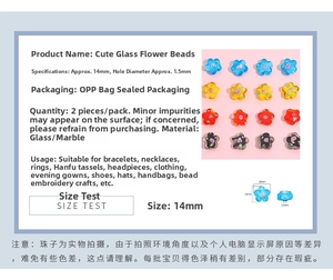 Detail of 14mm colorful glass plum blossom beads for handmade jewelry DIY projects