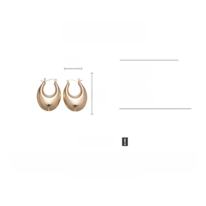 Polished gold teardrop hoop earrings showing dimensions 2cm x 3cm and 11.1g weight detail