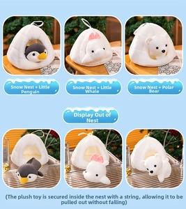 Polar plush toys in a white snow den with Penguin Whale and Polar Bear details