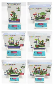 Detailed size and weight comparison of creative DIY building block flower garden sets