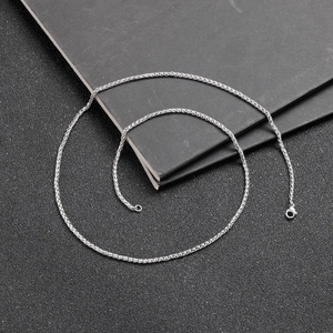 Sleek silver stainless steel twisted wheat chain necklace with lobster clasp closure