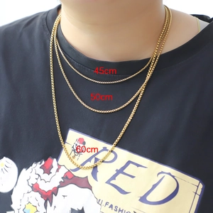 Gold box chain necklaces for men and women in 45cm, 50cm, and 60cm lengths