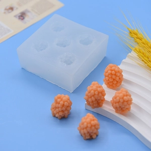 5-cavity silicone raspberry mold for DIY candle making and resin crafts