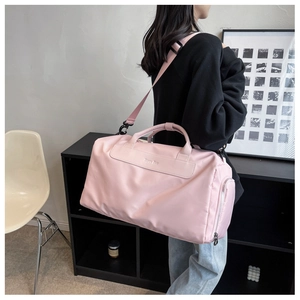 Pink large-capacity sports gym bag for yoga and travel with wet-dry separation feature