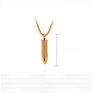 Detailed specs of titanium steel bullet pendant weighing 11g with 31x8mm dimensions
