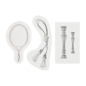 Ensemble de moules en silicone avec miroir à main rose nœuds à pompons et colonne