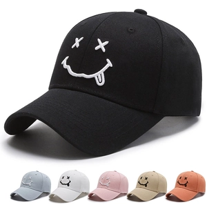 Unisex Cotton Twill Baseball Cap Smiley Embroidery XX Eyes Streetwear Sun Protection Adjustable Hat