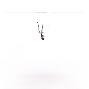 Detailed view of handmade brown cord necklace with a cute alloy bear pendant and orange beads
