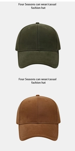 Detailed texture of army green and brown vintage baseball caps in soft brushed fabric