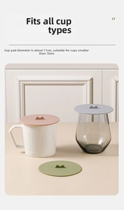 Detail of 11cm mountain-shaped silicone cup covers in pink, grey, and green colors