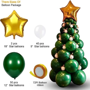 94pcs Christmas tree balloon kit with green, gold and white latex balloons for DIY decor