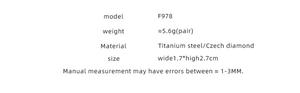 Detailed size and material specs for titanium steel star earrings with Czech diamonds