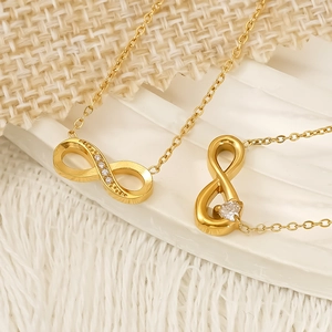 Infinity Pendant Necklace 18K Gold Plated Stainless Steel And Zircon Elegant Clavicle Chain Romantic Jewelry
