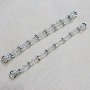 Silver bead and clear crystal beaded handbag chain strap with metal ring clasps