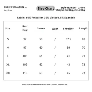 Detailed size chart and fabric composition for maternity round neck ribbed knit sweater