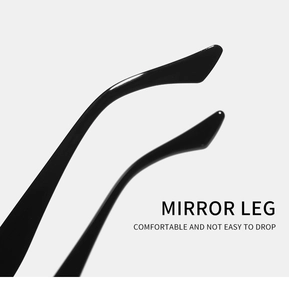 Detail of ergonomic black temple tips for comfortable fit on cat eye sunglasses