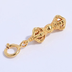 Golden S925 sterling silver Vajra pestle charm clasp for DIY jewelry making and crafts