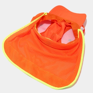 Hi-vis orange sun hat with reflective neck flap for sanitation and road maintenance workers