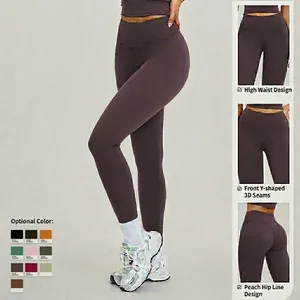 High-waist purple yoga leggings for women with tummy control and push-up effect