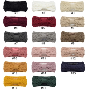 Collage of knit headbands in 17 colors with fleece lining and cable knit texture