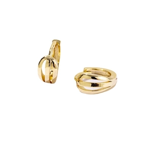 Polished 18K gold-plated geometric hoop earrings with layered hollow line design