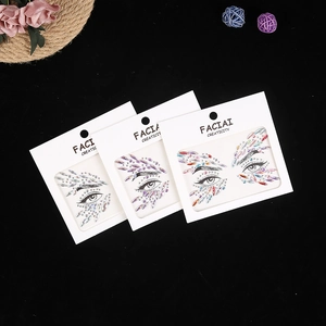 Set of three colorful acrylic face jewels and eye rhinestones for music festival parties