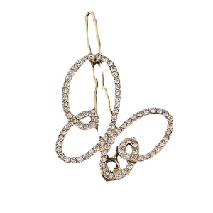 Elegant gold butterfly hair clip with hollow-out design and sparkling rhinestones