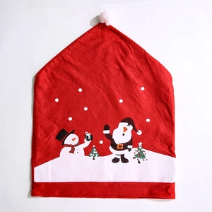 Christmas chair cover featuring Santa Claus and snowman patterns for festive dining decor