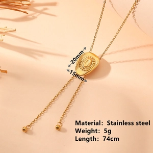 Golden cowboy hat pendant on stainless steel bolo tie sweater chain for women