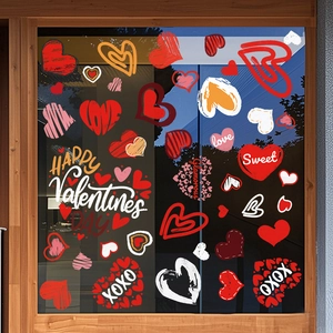 Herz Fensterbilder Set zum Valentinstag mit Happy Valentine's Day und XOXO Motiven