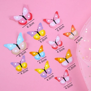 Detailed size guide for 12pcs colorful butterfly cake toppers with various dimensions