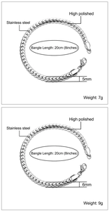 Detail of high polished stainless steel chains in 5mm and 6mm widths and 20cm length