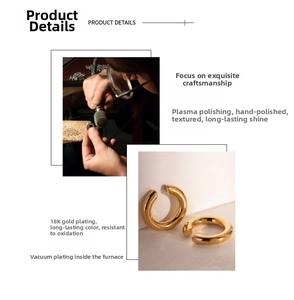 Detail of 18K gold plated stainless steel earrings showing vacuum plating craftsmanship