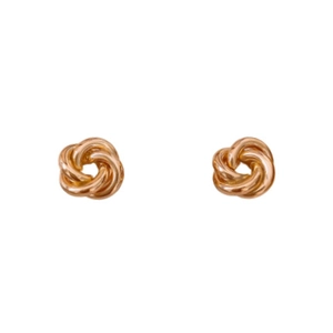 Minimalist gold knotted stud earrings for women with elegant metallic twisted design