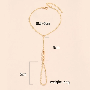 Detailed size chart of gold star butterfly ring bracelet with length specifications