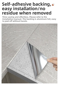 Detail of self-adhesive marble wallpaper with waterproof heat-resistant aluminum backing