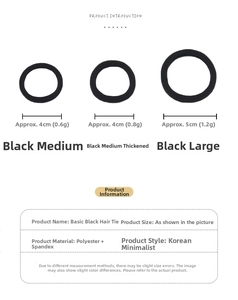Size chart for black seamless high-elastic hair ties in 4cm and 5cm sizes
