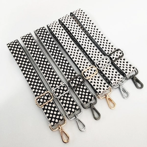 Wide Bag Straps Replacement Knitted Adjustable Shoulder Strap Houndstooth Geometric Pattern Cotton Polyester For Crossbody Handbags